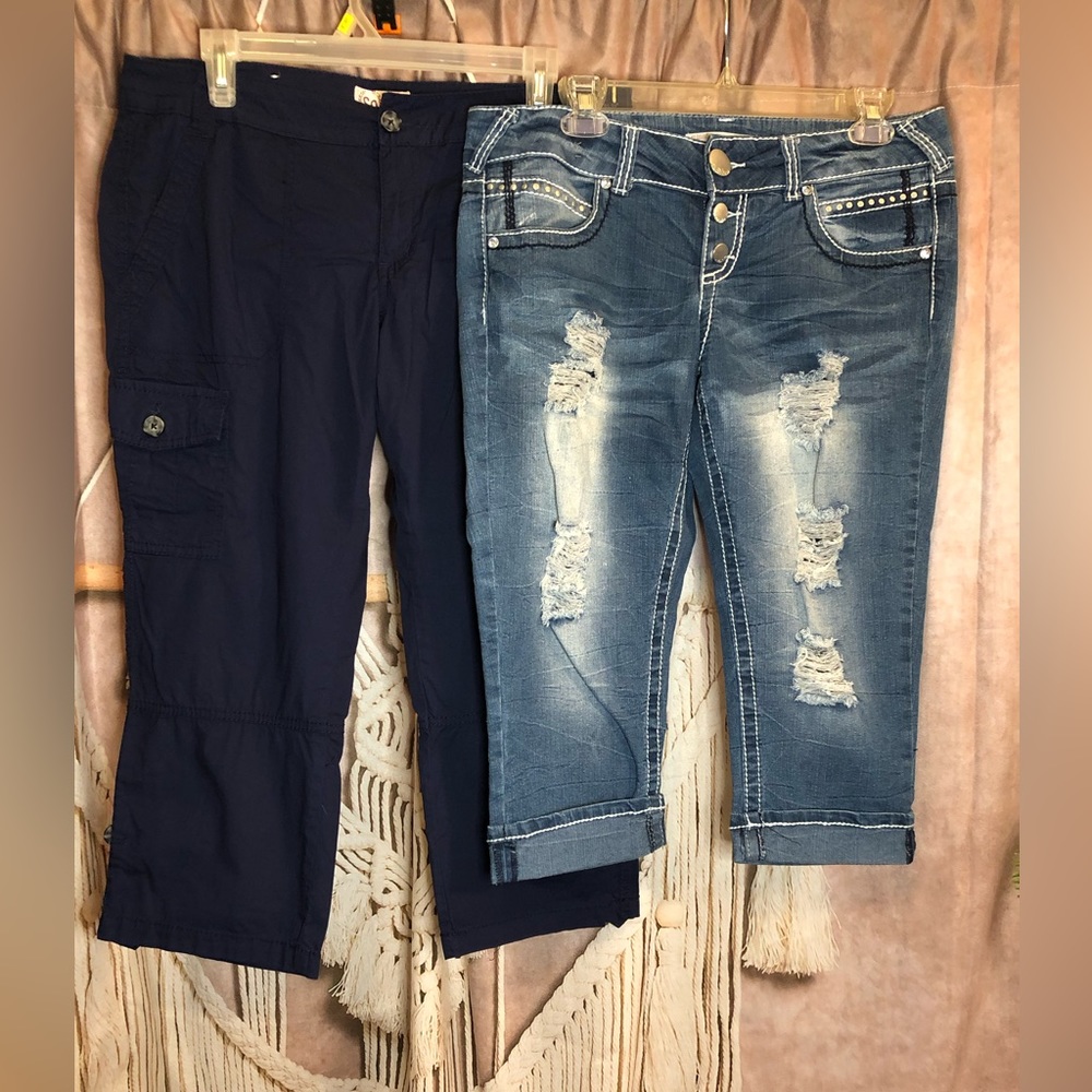 Two pairs , Cropped pants , Size 11 on both